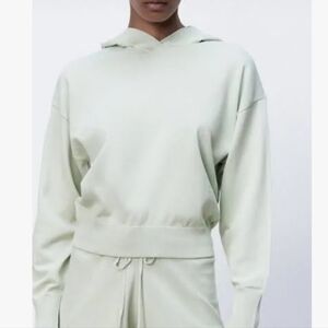 Zara Sage Green Cropped Hoodie